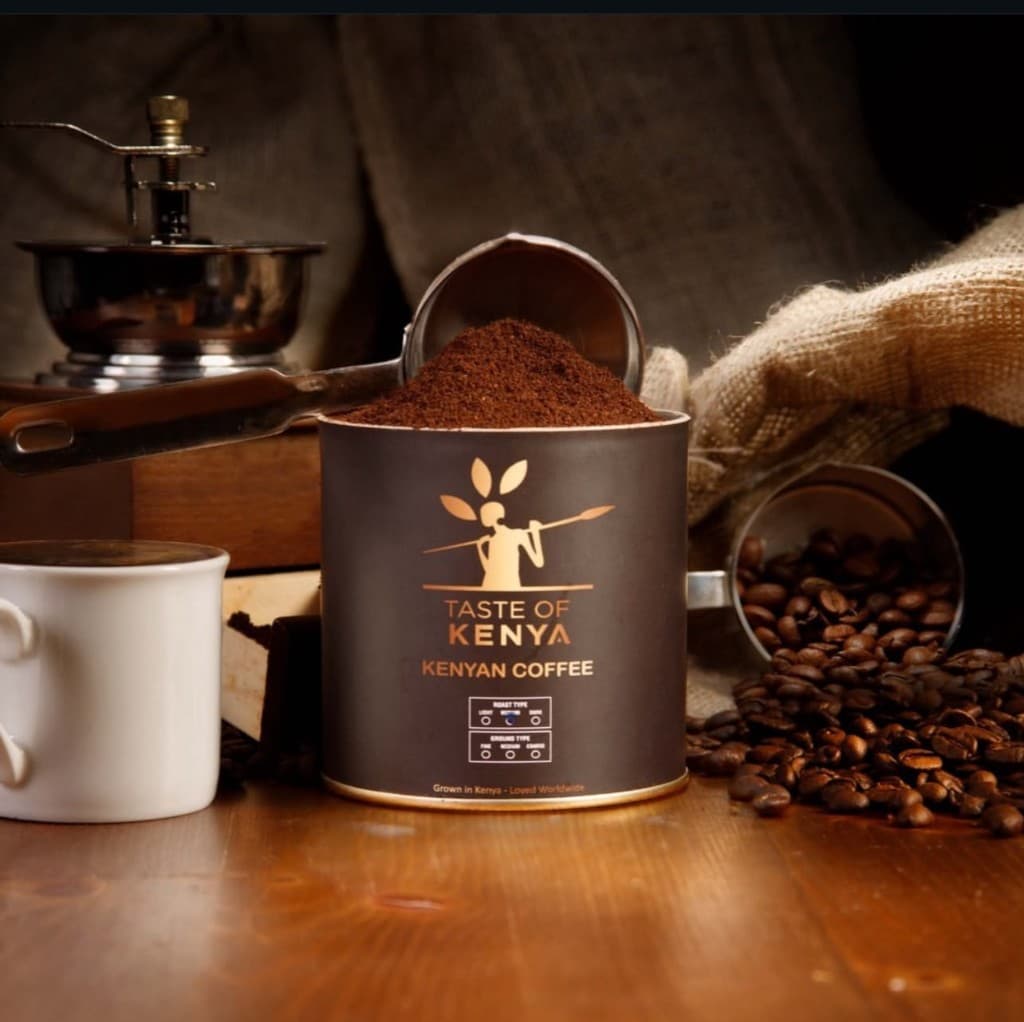 Taste of Kenya premium coffee by the fireplace